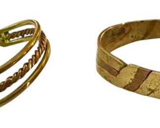 2 Brass and Copper Cuff Bracelets