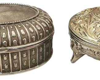 Two Silver Tone Jewelry Boxes