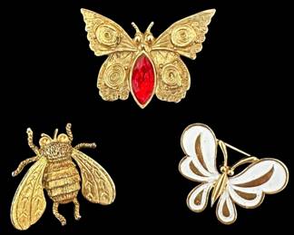 Three Insect Pins Including Trifari