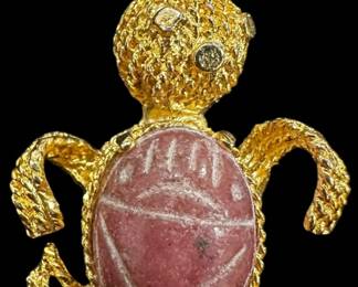 Gold Tone Rabbit Brooch