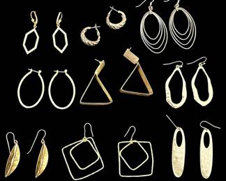 Nine Pairs of Pierced Earrings