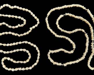 2 Long Genuine Pearl Necklaces