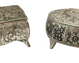 Two Silver Tone Jewelry Boxes