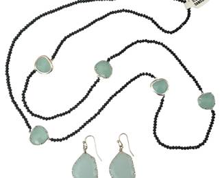 Aqua Crystal Earrings and Necklace