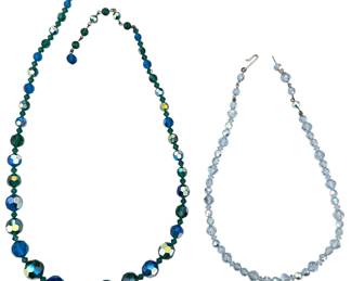 Two Blue Czech Crystal Necklaces