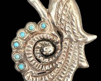 Mexican Silver Peacock Brooch