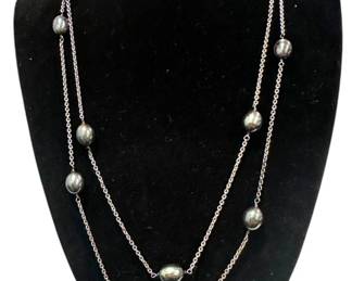 925 Silver Necklace with PearlLike Beads
