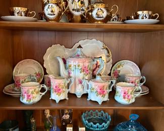 Gilt Bavarian Demitasse Set and a RS Prussia Tea Set