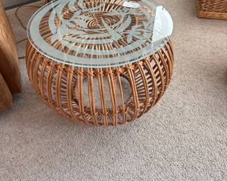 MCM Rattan Coffee Table End Table Stool