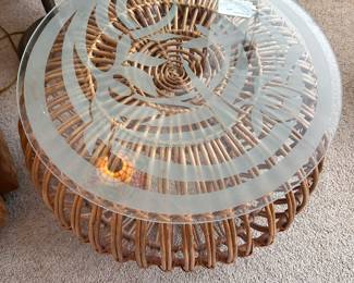 MCM Rattan Coffee Table End Table Stool