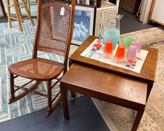 Nesting tables, Caned Rocker