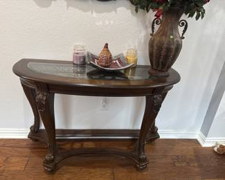 Glass top sofa table & Decorative vase artificial plant