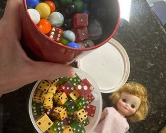 VINTAGE DICE AND MARBLE