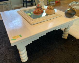Lane Furniture Company white painted heavy coffee table! Made in Virginia in the 1990’s!