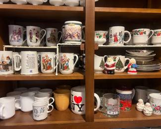 Norman Rockwell mugs, holiday mugs, & misc 