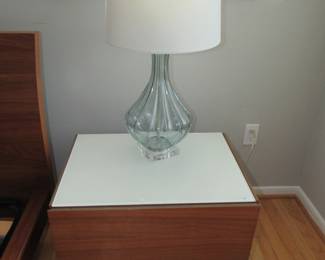 Matching nightstands, frosted glass top
