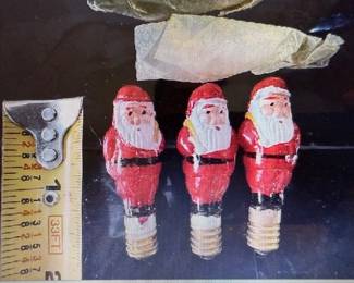 Vintage Santa milk glass hand painted Japan Christmas lights.