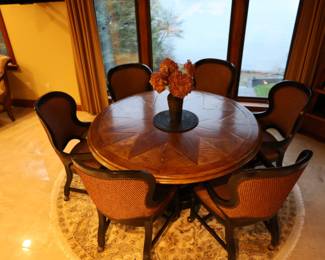 Round table and six chairs (sold as set or separately)