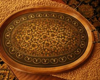 Wooden hand painted accent tray ($100)