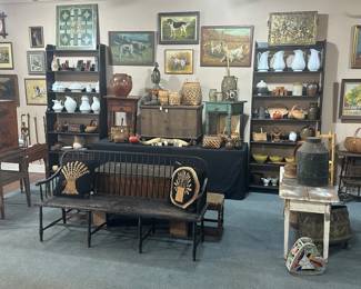 Southern Windsor Bench, Primitive Slab Table