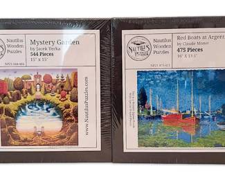 NEW Nautilus Wooden Jigsaw Puzzles, Set of 2 Claude Monet Jacek Yerka
