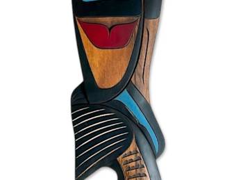 Vintage 40 HandCarved Wooden Totem From PNW Eagle Fish