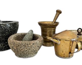 Stone and Brass Mortar Pestles, and More Brass Antiques
