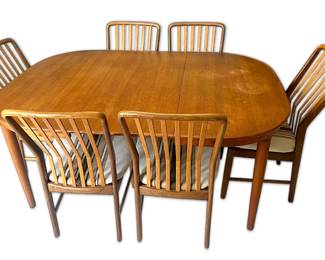 Danish MCM Teak Dining Table Chairs Designed by Svend Madsen for Moreddi