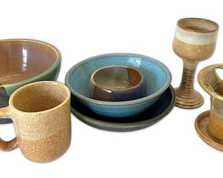Ceramic Pottery Bowls, Mug, More in Earth Tones
