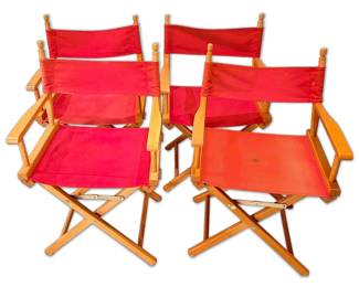 Four Red Directors Chairs