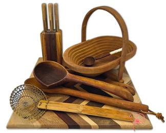 Wooden Cutting Board Knife Block, Basket, More Serveware