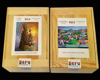 Ecru Wooden Jigsaw Puzzles, Set of 2 Aaron Wolf The Kingdom Sealed Iwona Lifsches