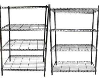 Pair Of Black Metal Shelves
