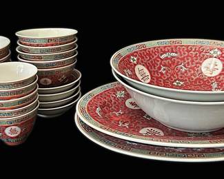 Vintage Chinese Enamel Bowls Plates