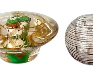 Two Handblown Art Glass Paperweights Signed Karg Colleen Ott 88