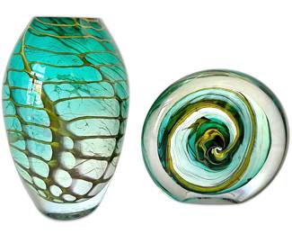 Hal David Berger Studio Art Glass Vase Paperweight, Signed