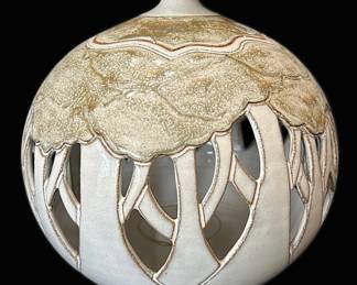 Beautiful Signed Pottery Candleholder