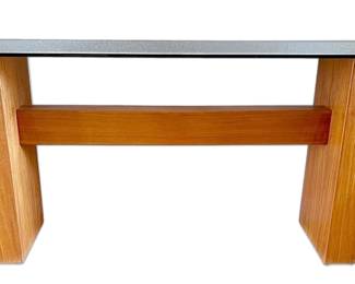 Danish Modern Teak Glass Top Console Table