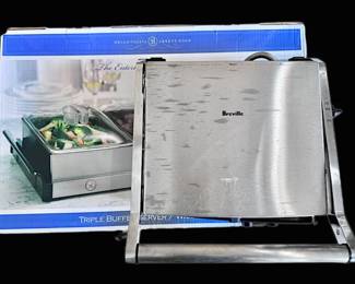Breville Sandwich Grill Press BGR400XL Bella Cucina Triple Buffet Server