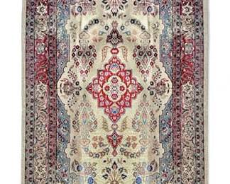 Oriental Area Rug in Red, Cream, Blue 7 x 4.5 ft