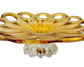 Amber Blown Glass Cake Stand