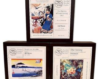 Nautilus Wooden Jigsaw Puzzles, Set of 3 Boats On A Lake, The Swing, More
