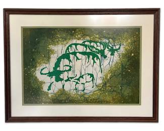 Signed Framed Abstract Batik Artwork 28 x 20