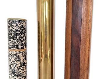 Set of 3 Vintage Kaleidoscopes French Apres la Pluie, 1988 Brass, Wooden