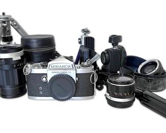 Miranda Camera Co. Film Camera w Lenses Tripods