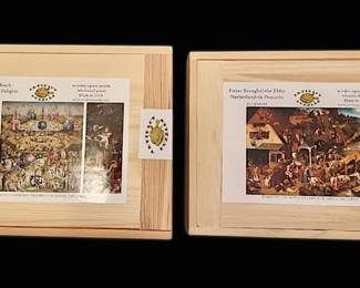 Artifact Wooden Jigsaw Puzzles, Set of 2 Hieronymus Bosch Pieter Brueghel The Elder