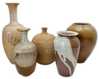 Five Artful Pottery Vases