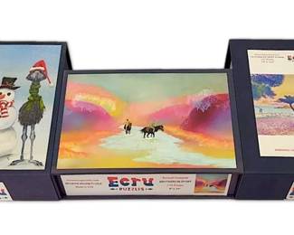 Ecru Wooden Jigsaw Puzzles, Set of 3 Rachel Sumpter, Henri Edmond Cross, More