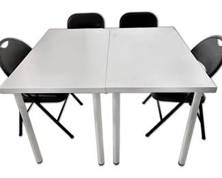 Two Prebuilt IKEA LINNMON Tables Two Sets of Matching Folding Chairs