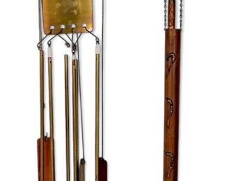 Two Metal Wind Chimes One Signed
